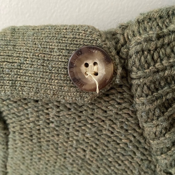 ☃️Y2K AEArmy Green Wool Blend Chunky Knit Zip up Double Breasted Top - Picture 4 of 5